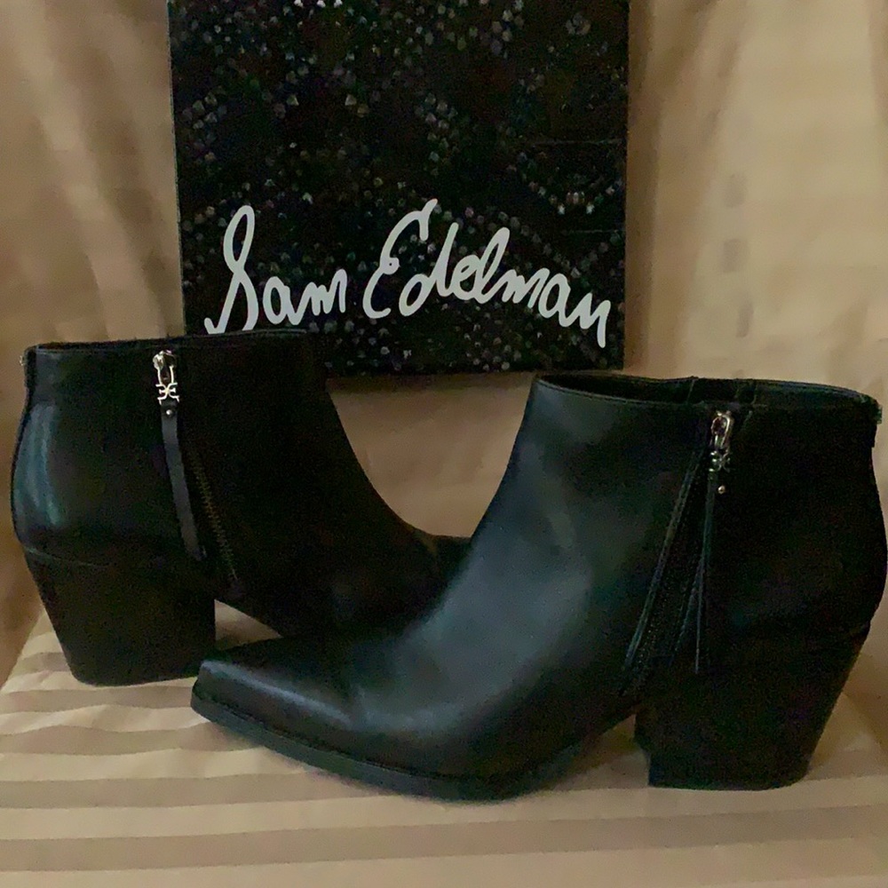 SAM EDELMAN ankle boots; size 11M; 1 1/4 inch heel;Black in EXCELLENT condition